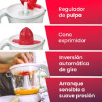 Exprimidor Electrico Jugo Citricos Juguera Pektra 1 Litro Color Rojo Frecuencia 50 - Imagen 3
