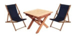 Set Plegable Jardin Mesa + 2 Reposeras Madera Reforzada Deco
