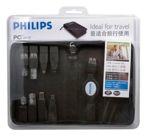 D_NQ_NP_969541-MLA99562291390_122025-F.jpg Kit De Viaje Philips 8 Adaptadores Usb Notebook Retractil - Imagen 1