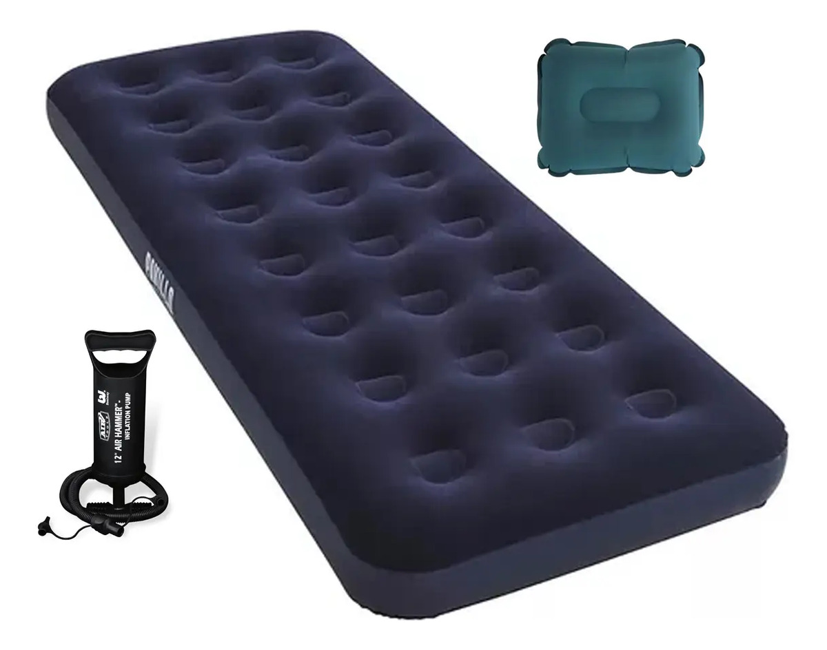 D_NQ_NP_972710-MLA81822475356_012025-F.jpg Colchon Inflable 1 Plaza + Inflador + Almohada + Camping - Imagen 1