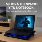 Base Para Notebook Gamer Con 2 Cooler Luces Led Noga Ng-z007 Color Negro Color del LED Azul - Imagen 5