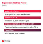 Exprimidor Electrico Jugo Citricos Juguera Pektra 1 Litro Color Rojo Frecuencia 50 - Imagen 6