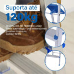 Escalera Doméstica Plegable De Aluminio Con 5 Peldaños Principales Plata Y Azul - Imagen 4